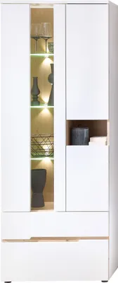 Produktbild von Vitrine MEMPHIS Weiß mit Artisan Eiche Nachbildung und LED
