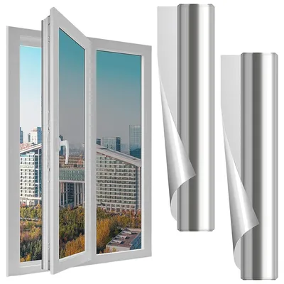 Spiegelfolie für Fenster, UV-Schutz, 60 x 100 cm, silber