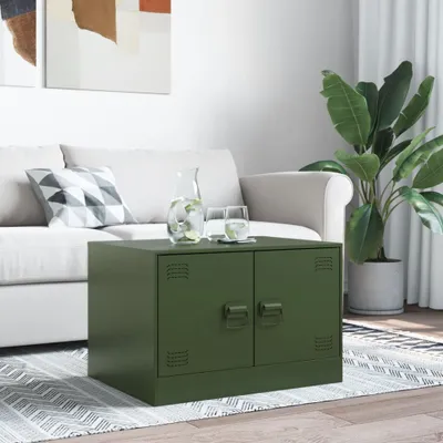 Produktbild von "Winterschlussverkauf "Couchtisch - CLORIS - Wohnzimmertisch - Robust und langlebig - Olivgrün 67x50x44 cm Stahl - NeuMöbel5312232
