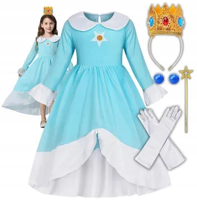 Produktbild von Hopki Prinzessin Rosalina Super Mario Kleid Kostüm Set Mädchen 140-146