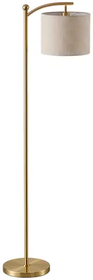 Produktbild von Stehlampe, verstellbare Lichtoptionen, Fußschalter, Fernbedienung, Metall, Gold