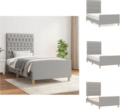 Produktbild von vidaXL Bettgestell mit Kopfteil Hellgrau 100x200 cm Stoff -  Betten & Bettgestelle