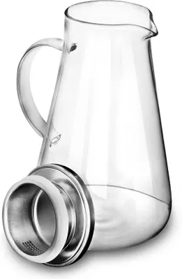 Imagen del producto de Jarrita de vidrio – Vidrio de borosilicato – 2,0 litros – Transparente – Apta para agua caliente y fría – Con tapa – Botella de agua de vidrio de borosilicato – 2,0 litros – Botella de agua transparente.