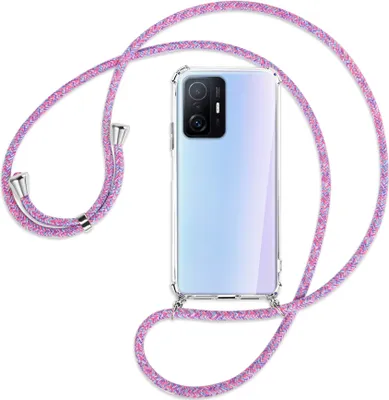 Produktbild von Handykette Backcover-Schutzhülle mit Band (Metall silberfarben) für Xiaomi Mi 11T - lila/rosa/blau