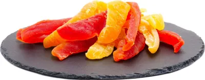 Produktbild von Papaya- und Melonenstreifen (getrocknet, kandiert): 100g Größe: 100g