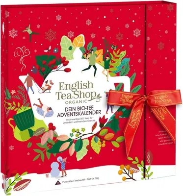 Produktbild von ETS - Premium Tee Adventskalender mit Schleife "Red Christmas", 25 BIO Tee in Teepyramiden