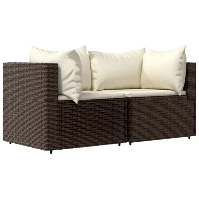 Image de Canapés d'angle de jardin et coussins2pcs marron résine tressée