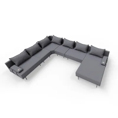 Produktbild von TRADA Gartenecksofa Bahama XXL Dunkelgrau Links 410x298 cm Gartenmöbel set Wasserabweisend Stoff