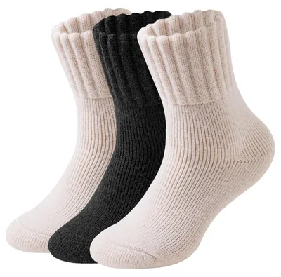 Obrázok produktu pre Termosocky dámske, 2 páry, veľkosť 39-42, farby: čierna/béžová. Teplé, hrubé ponožky vhodné na zimu