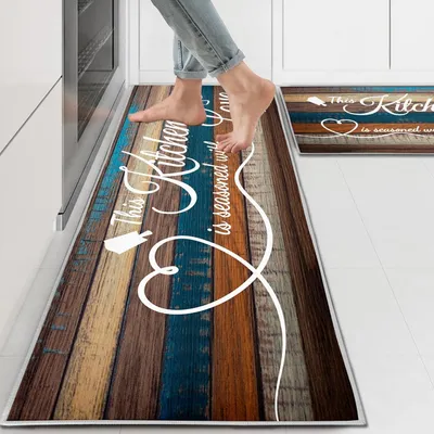 Immagine prodotto di Set di 2 tappetini per cucina, lavabili, antiscivolo, dimensioni 40x120 cm + 40x60 cm
