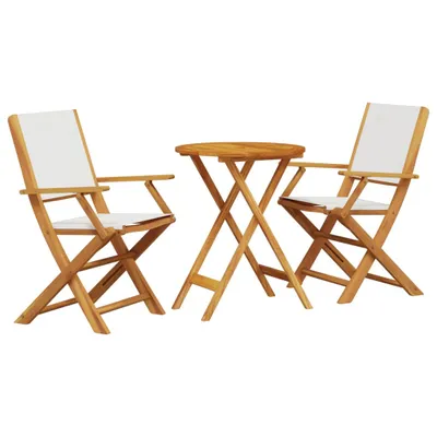 Produktbild von vidaXL 3-tlg. Bistro-Set Cremeweiß Stoff und Massivholz