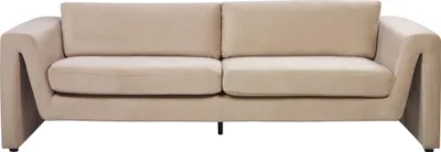 Produktbild von BELIANI 3-Sitzer Sofa Sandbeige Samtbezug mit Dicken Sitzkissen Breiten Armlehnen Lose Rückenkissen Modernes Design Wohnzimmer Ausstattung Sitzmöbel