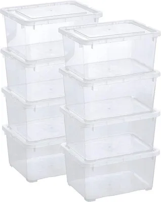 Image de Petites boîtes de rangement transparentes, empilables et aérées, lot de 4