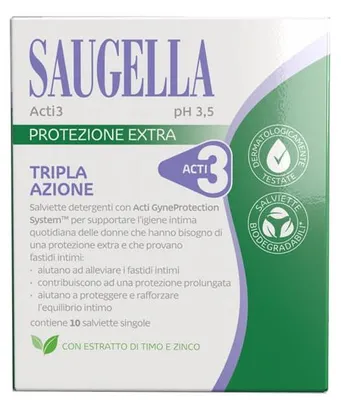 Immagine prodotto di Saugella Acti3 Salviettine 10 Pezzi