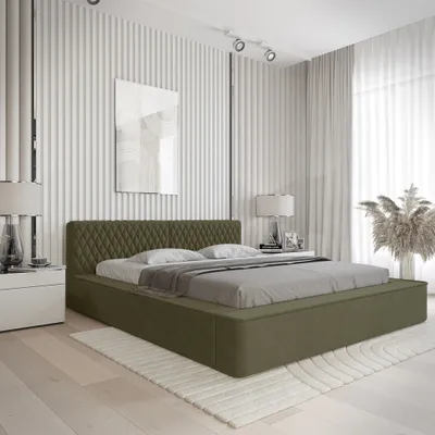 Produktbild von Polsterbett Doppelbett NORFOLK 160x200cm in Stoff Ditra Forest