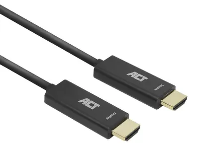 Produktbild von ACT 70 Meter HDMI Premium High Speed 4K Aktives optisches Kabel v2.0 LSZH HDMI-A Stecker - HDMI-A Stecker, 70 m, HDMI Typ A (Standard), HDMI Typ A (Standard), 18 Gbit/s, Audio Return Channel (ARC), Schwarz