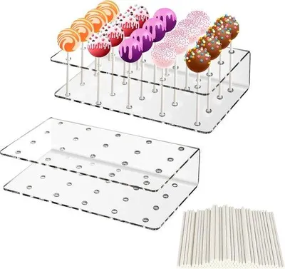 Produktbild von Kuchenpop-Ständer 20 Löcher, Set mit 200 Papierspielen, für Hochzeit, Geburtstag, Desserttisch, Partydekoration