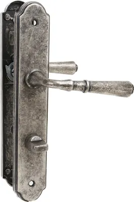 Produktbild von Türdrücker Langschildgarnitur Modell 391 Antik Türbeschlag Zamak Antik Grau WC - Bad