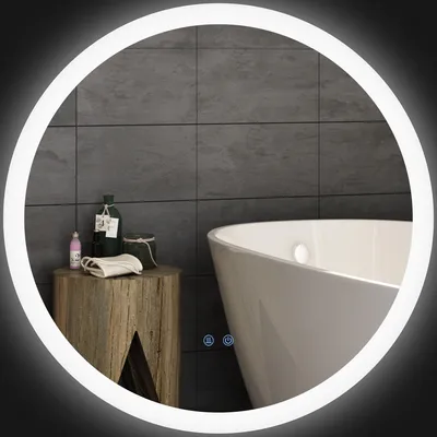 Produktbild von kleankin Badspiegel mit Beleuchtung, Ø70 cm Wandspiegel mit 3 Lichtfarben