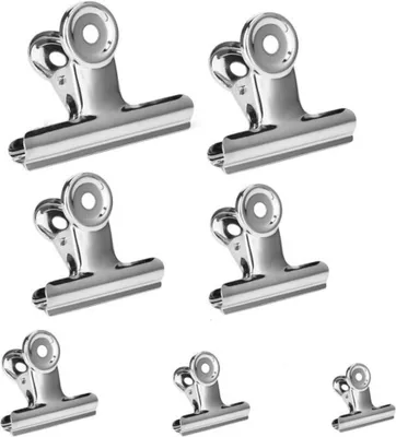 Produktbild von 35er Set Verschlussclips Metall | Tüten Clips in 7 verschiedenen Größen | Lebensmittelbeutel Verschlussklammern aus Edelstahl mit starker Federkraft | Metallklemmen für ein luftdichtes Abschließen