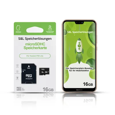 Produktbild von microSD Speicherkarte S&L für Huawei P20 Lite - Speicherkapazität: 16 GB