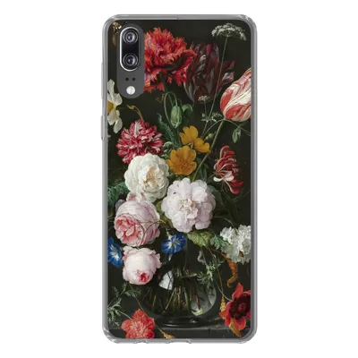 Produktbild von MuchoWow® Handyhülle Schutzhülle Hülle für Huawei P20 Stilleben mit Blumen in einer Glasvase - Gemälde von Jan Davidsz. de Heem Silikon Softcase Handy Hülle - Hardcover