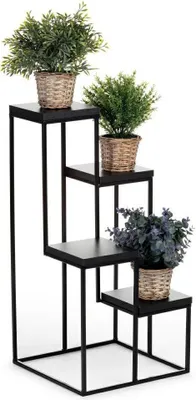 Immagine prodotto di Howhomely scala floreale in metallo effetto legno nero 70 cm stile loft