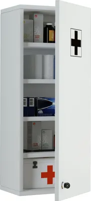 Immagine prodotto di Armadio medico | Dimensioni ca. H. 70 x W. 27 x D. 19 cm | Armadio farmacia chiudibile a chiave | Appendino | Armadio medicinale - Medasa L