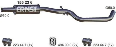 Produktbild von ERNST 155236 Mittelschalldämpfer Schalldämpfer für VW GOLF VI (5K1) Golf V Schrägheck (1K1) GOLF PLUS (5M1, 521) für AUDI A3 Sportback (8PA)