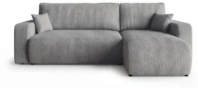 Produktbild von CORNERO Ecksofa mit schlaffunktion PARIS rechts grau Cord Poso 55 - Schlaffunktion, Bettkasten