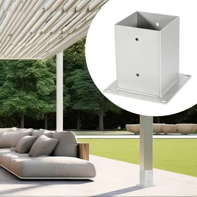 Produktbild von TolleTour Aufschraubhülse 4 Stück Pfostenträger Zaunpfosten Einschlaghülse Silber 100x100mm