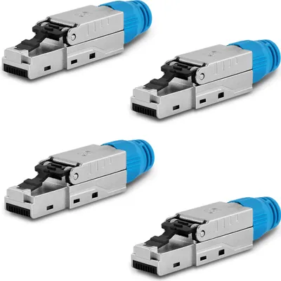 Produktbild von CAT8 CAT8.1 4x Netzwerk Stecker RJ45 Netzwerkstecker Werkzeuglos 2000 MHz Metall