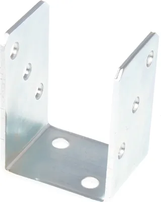 A U-shaped metal bracket with pre-drilled holes, presented on a white background.