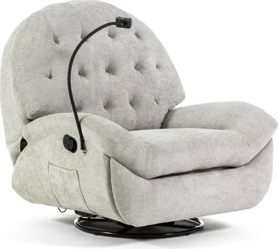 Image de Fauteuil relax pivotant avec fonction chaise longue, mécanisme de bascule et poche latérale - 3 positions, assise ergonomique et design moelleux pour un confort maximal - PINA - Gris