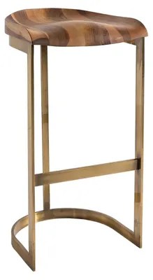 Image de Chaise de bar en bois marron Tabouret de salon moderne élégant