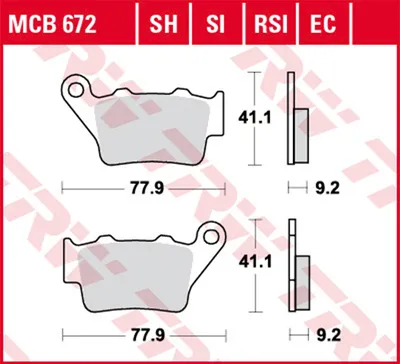 Immagine prodotto di TRW Set di pastiglie freno EC MCB672EC Pegaso 650 VD BX449 Cross DS404 Caballero Scrambler EC125 MX 4