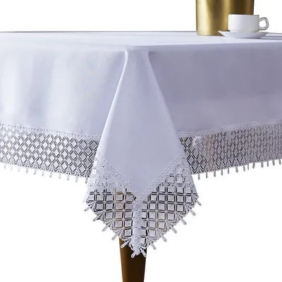 Image de Nappe, nappe élégante en guipure, blanche, 053 140 x 350 cm