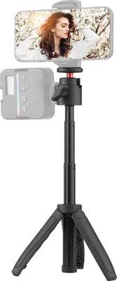 Image de Mini trépied léger et portable, support extensible, poignée avec 4 niveaux de hauteur réglables pour caméra de téléphone, selfie, enregistrement vidéo, streaming en direct