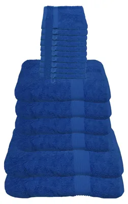 Immagine prodotto di Set di asciugamani Julie Julsen, 600 g/m², colore blu reale, 16 pezzi: 2 asciugamani da bagno, 4 asciugamani, 10 spugne