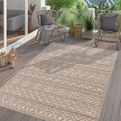Produktbild von TT Home In-& Outdoor Teppich Wetterfest Balkon Küche Wohnzimmer Boho Skandi Design Größe 60x100 cm