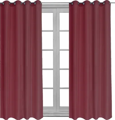 Produktbild von 2 Stück Thermogardine Verdunklungsgardine Blickdicht Ösenschal Abdunkelnd Ösenvorhang Ösengardine Gardine Vorhang Bordeaux 2er Pack