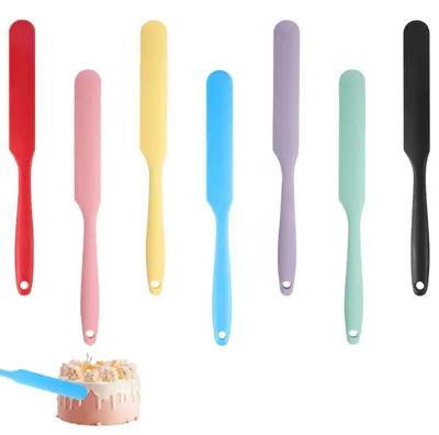 Immagine prodotto di Set di spatole in silicone, 7 pezzi, manici lunghi, colorate, 24 cm