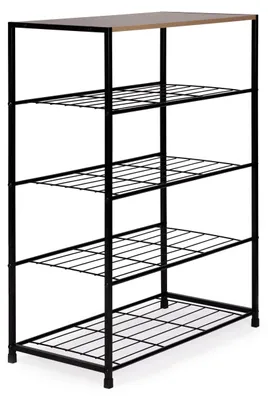 Obrázek produktu pro ModernHome XJ633083A1 Kovový botník, 4 police, 16 párů, černý