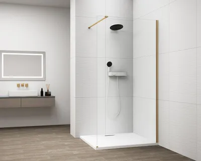 Produktbild von Polysan ESCA GOLD MATT Dusch-Glasteil, Wandmontage, Klarglas, 1400 mm