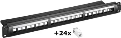 Produktbild von Set Keystone Panel 24 Port & 24 Jacks Cat. 6 UTP, Good Connections®