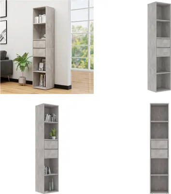 Obrázek produktu pro vidaXL Knihovna betonová šedá 36x30x171 cm Materiál na bázi dřeva - Knihovna - Knihovny - Regály na knihy