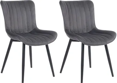 Produktbild von 2er Set Stühle Largo Samt dunkelgrau