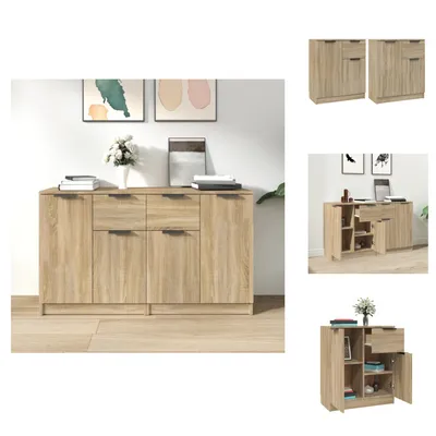 Produktbild von vidaXL Sideboards 2 Stk. Sonoma-Eiche 60x30x70 cm Holzwerkstoff -  Sideboards