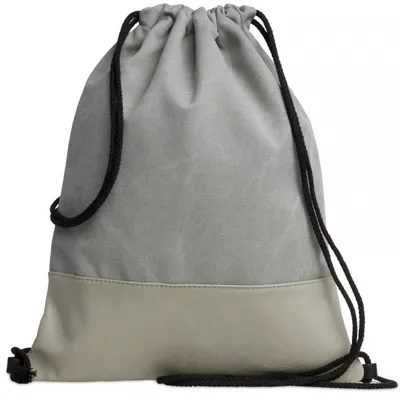 Produktbild von Caspar Echt Leder Beutel uni Baumwoll Canvas Turnbeutel im Vintage Retro Style - SIGNATURE LINE - Modell No.714 -  Italy