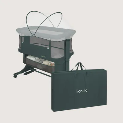 Produktbild von Lionelo Jodie 3in1 Baby Beistellbett Wiege Babybett Höhenverstellbar Matratze Moskitonetz - Grün